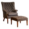Wing Chair and Stool Grey