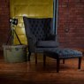 Wing Chair and Stool Harris Tweed Check Lifestyle