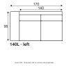 Grand 140L - supplier dimensions with AL armrest where applicable