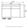 Grand 140R - supplier dimensions with AL armrest where applicable