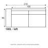 Grand 180L - supplier dimensions with AL armrest where applicable