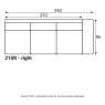 Grand 210R - supplier dimensions with AL armrest where applicable