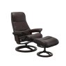 Stressless View Chair in Leather, Signature Base with Footstool