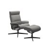 Stressless Tokyo Chair with Adjustable Headrest in Leather, Urban Cross Base with Footstool Stressless Tokyo Chair with Adjustable Headrest in Leather, Urban Cross Base with Footstool