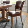 Bentley Designs Belgrave Rustic Oak Upholstered Chair - Faux Leather (Pair)