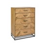 Bentley Designs Riva Oak 5 Drawer Tall Chest