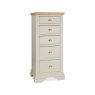 Hampstead Soft Grey and Pale Oak 5 Drawer Tall Chest